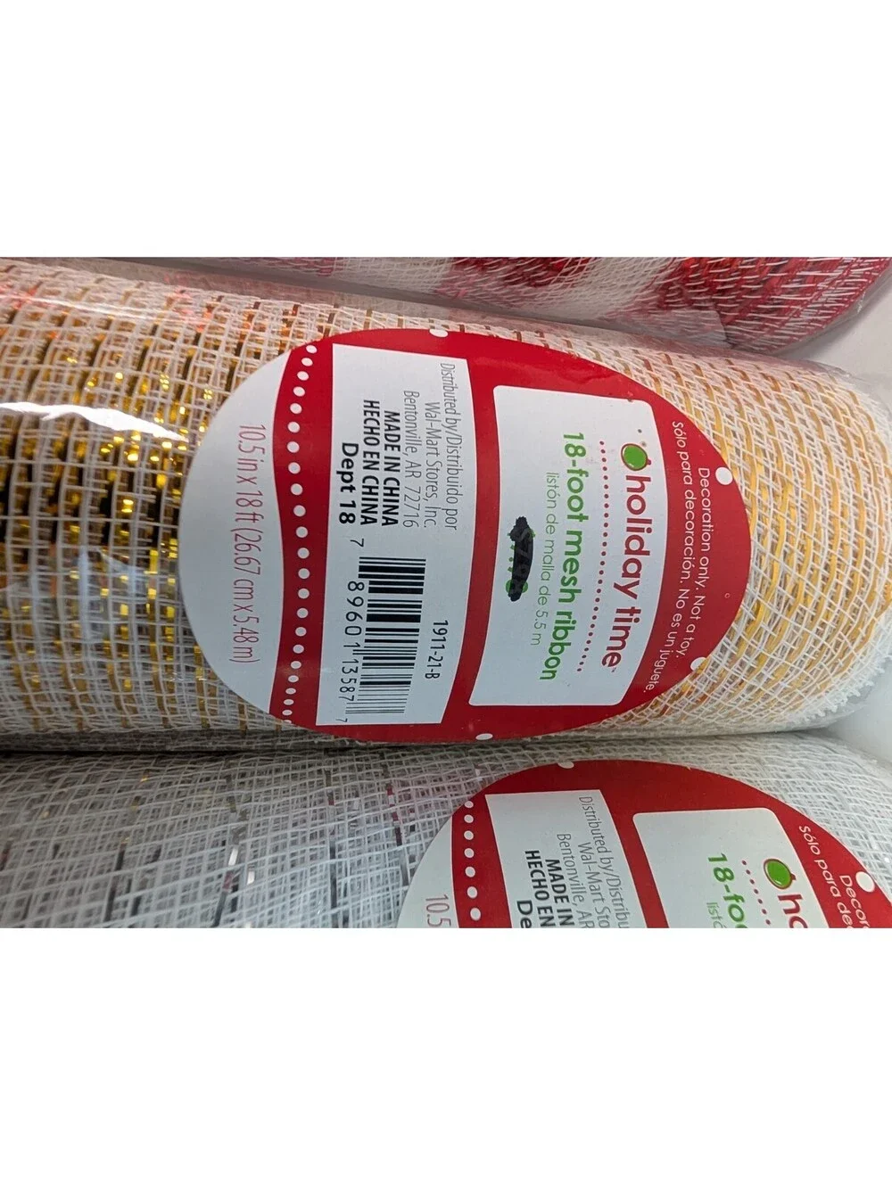 Holiday Time Deco Mesh Ribbon Lot 4 Rolls 10.5